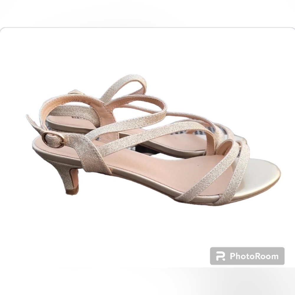 DIDIFU Champagne Glitter Open Toe Heel – size 8